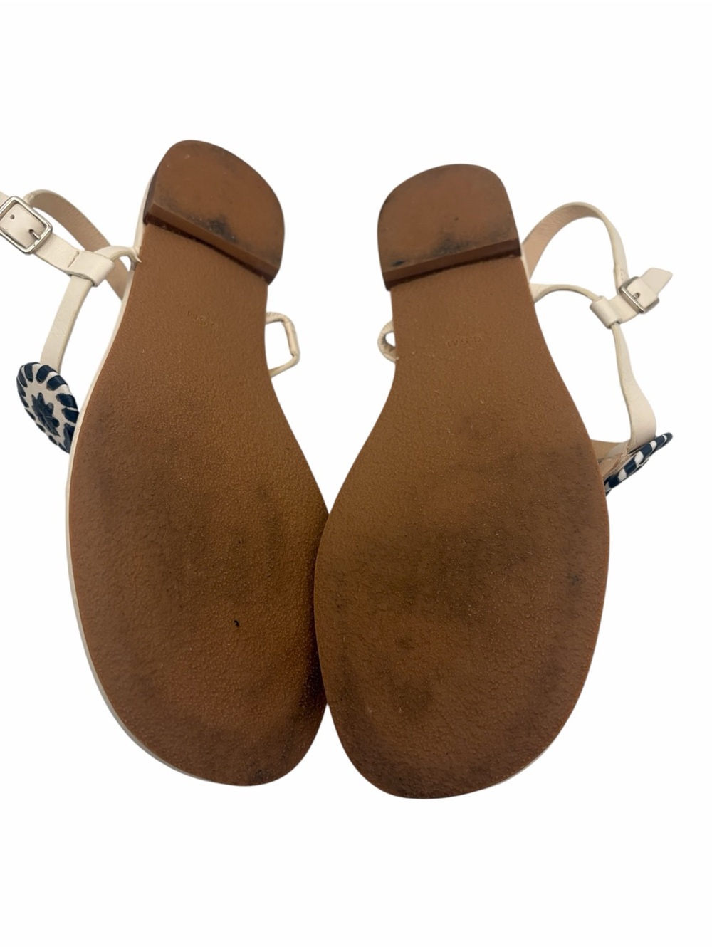 Jack Rogers Navajo Medallion Sandals Cream Navy Leather Size 9.5 - Picture 6 of 6